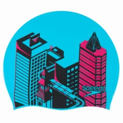 Gorro Natación Speedo Slogan Print Azul Con Rascacielos